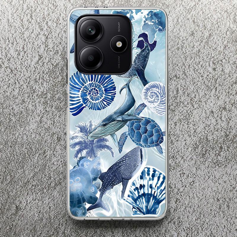 Чехол для телефона 'Морская звезда, Морская черепаха, Акула' для Xiaomi Redmi Note 14 14S 13 12S 12 10 10S 11 Pro Plus 11S 11E 11T 9 9S Мягкий силикон