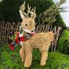 Vintage Style Winter Decorations Handmade Straw Deer/Squirrel Christmas Ornaments with Scarf, Retro Pastoral Rustic Animal Figurines for Holiday Table