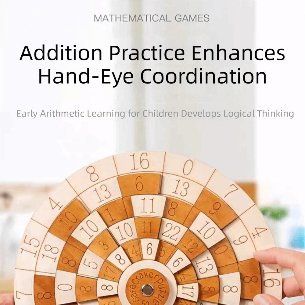 Classic Number Wooden Puzzle Round Turntable Brain Teaser Toy Number Puzzle Children Learning