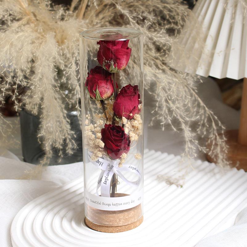 Eternal Rose Glass Dome: Dried Flower Gift & Creative Souvenir Ornament