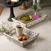 Pack of 2 Florida Handmade Carved Decorative Serving Tray Mango Wood MDF with White Wash Finish