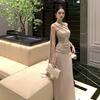 Seaside Vacation Streamer Slanted Shoulder Dress Women's Summer Slim and Thin Sexy Backless Hip Dress Long Dress