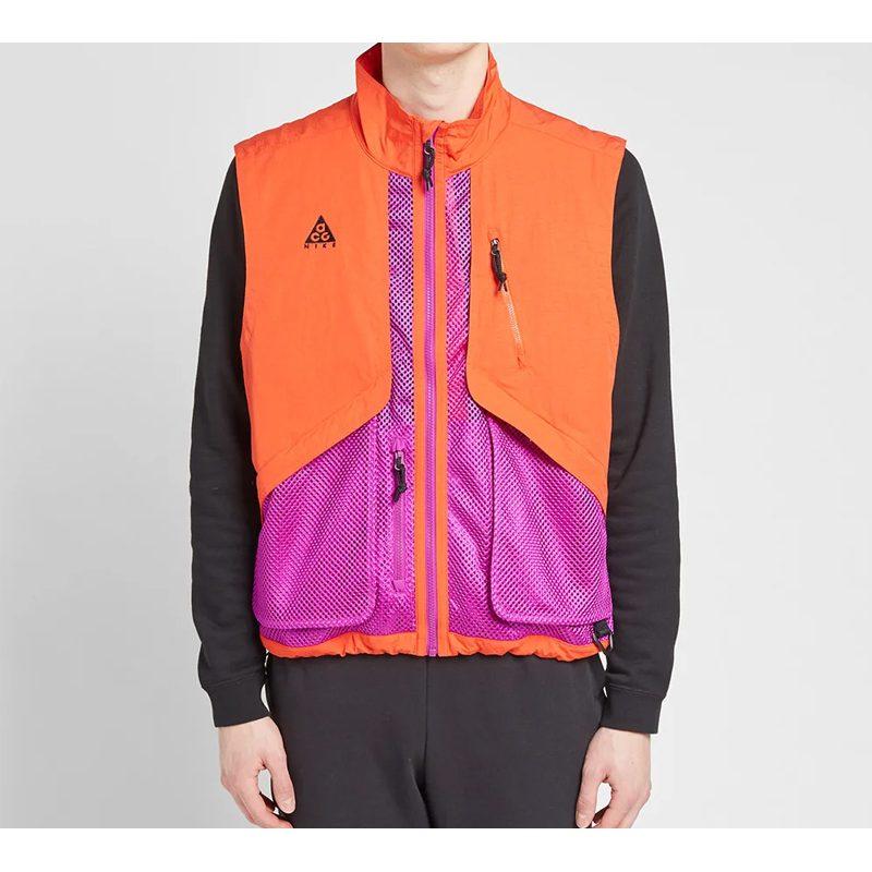 Nike Жилеты Мужские Оранжево-красные С воротником-стойкой Умеренные Городской Techwear BQ3619-634