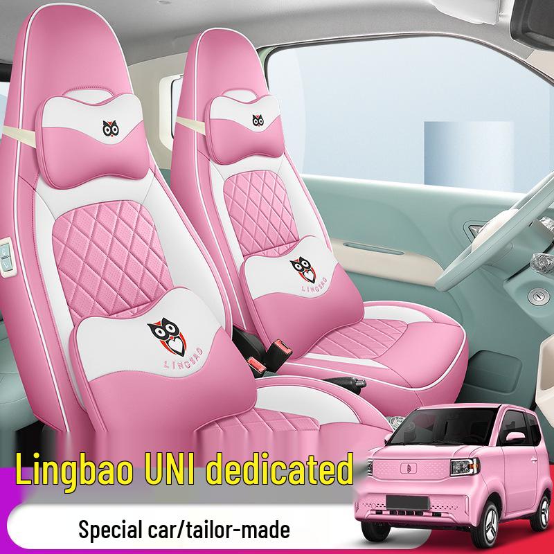Lingbao UNI Cartoon Car Seat Cover - Full Coverage, Wear-Resistant Leather.