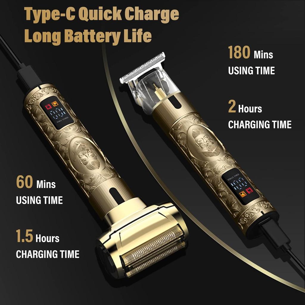 Hair Clippers & Electric Shaver Razor for Men, Triple Blades Beard Trimmer Precision Trimmer Set