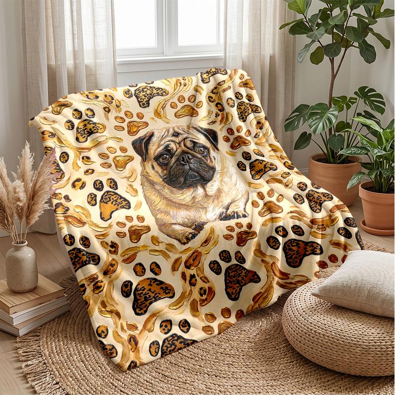 Pug in Flames Theme blanket Lightweight Warm Flannel Blanket Decorative Throw Blanket for Home Decoration
