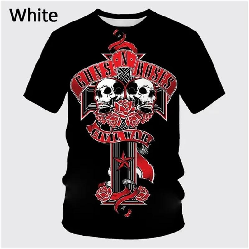Новая летняя футболка Guns Rose Rock Band с 3D-печатью, мужская, с коротким рукавом, в стиле хип-хоп, унисекс, повседневная, модная, спортивная, панк-топы