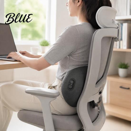 Ergonomic Memory Foam Waist Cushion 3-in-1 Lumbar Support Pillow, Triple Fusion Lower Back Massager with Heat, Vibration, Electric Heat Vibration