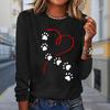 Women Autumn Tops Loose Cat Print Causal Long Sleeve T-shirt Top Blouse