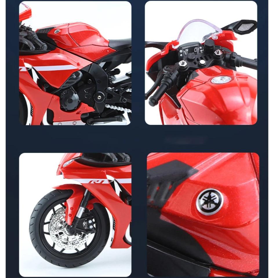 1/12 Scale Yamaha YZFR1 Alloy Die Cast Motorcycle Model Toy Vehicle Collection Sound and Light Off Road Autocycle Boy Toys Car