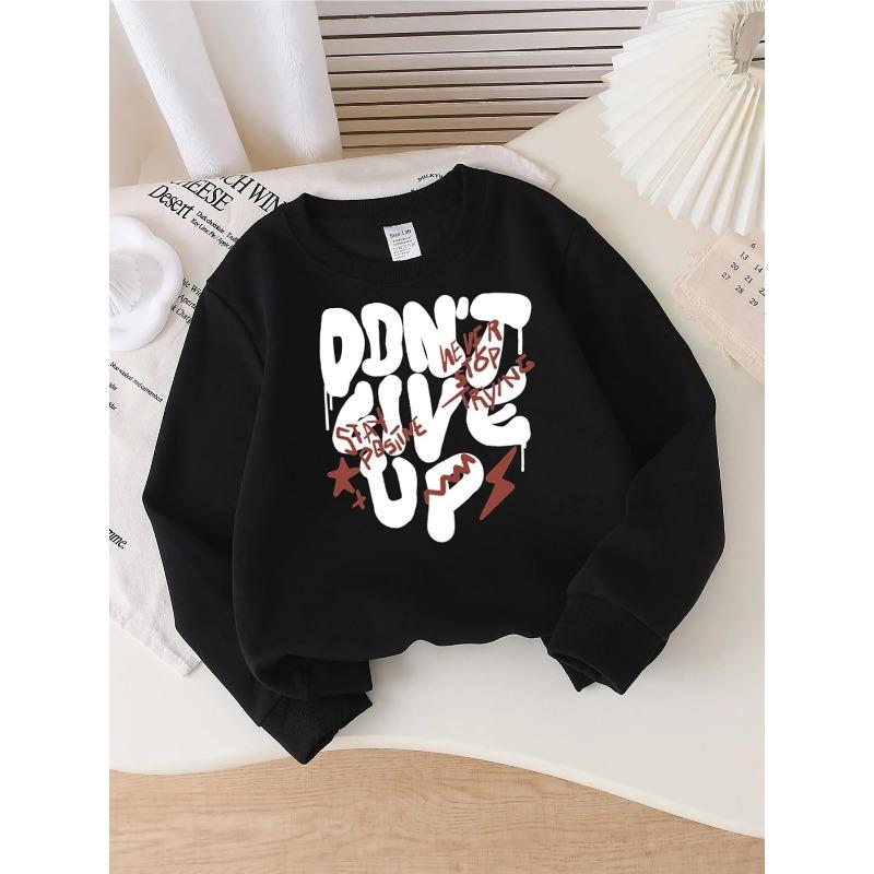 Girls' Fashionable Crewneck Sweatshirt | Autumn and Winter Western Style Top, Long Sleeved T-shirt