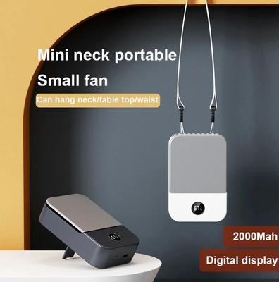 Летний уличный специальный подвесной вентилятор для шеи Маленький USB-зарядка Тип Электрический интеллектуальный светодиодный дисплей Высококачественный вентилятор Белый