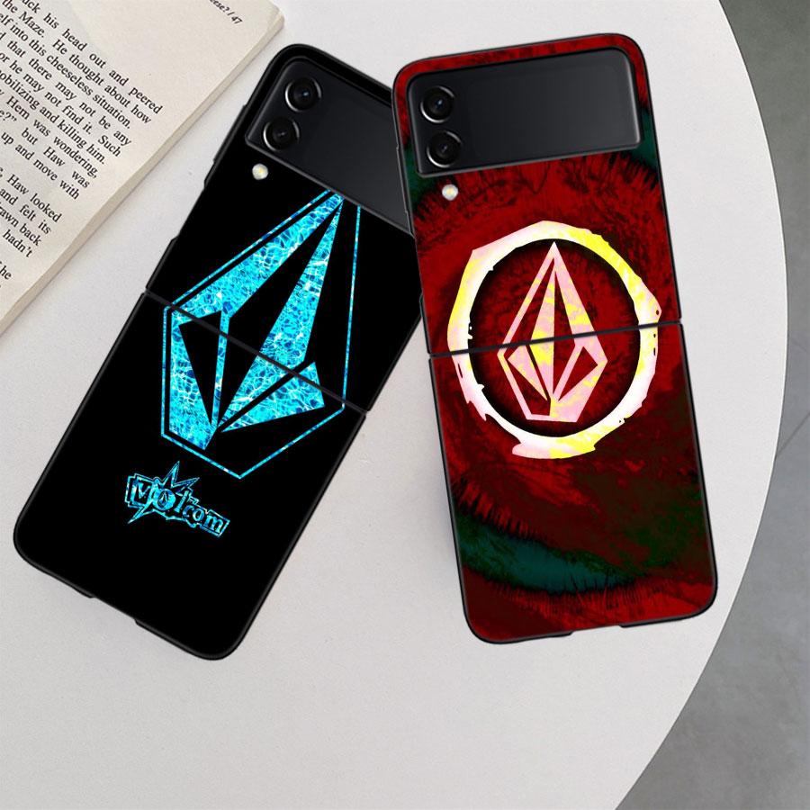 Volcom Logo Phone Case For Samsung Z Flip 7 6 5G Galaxy Z Flip 5 4 3 Black Hard Cell Cover Luxury PC Shell Coque