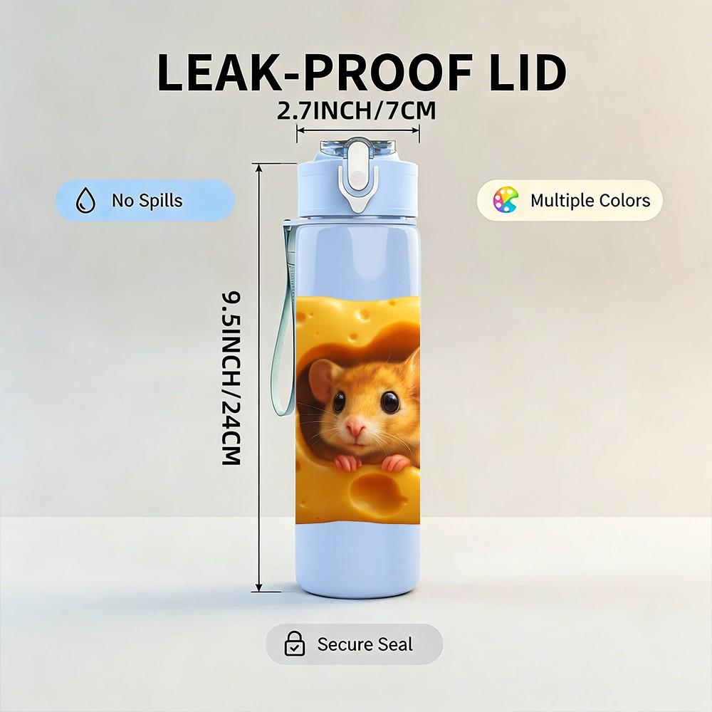 1PC Small Puppy Inside Pillow 750ml Color Plastic Sports Water Bottle Leakproof Flip Straw Lid Suitable for Sports Office Home Use