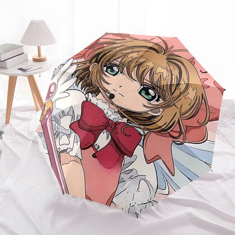 1 шт. Зонт для улицы Cardcaptor Sakura - Автоматическое открытие/закрытие, Портативная 3-складная конструкция с 8-реберным железным каркасом - Идеальный подарок для фанатов, путешественников,