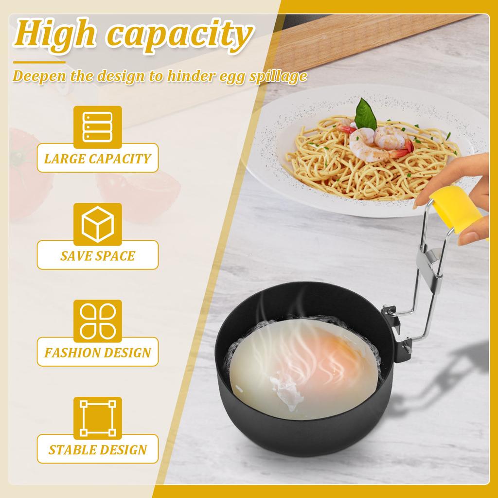 4Pcs Hang Ear Egg Cooker Foldable Removable Handle Eared Egg Cooker Non-stick Egg Boiling Spoon for Cooking Kitchens Accessories