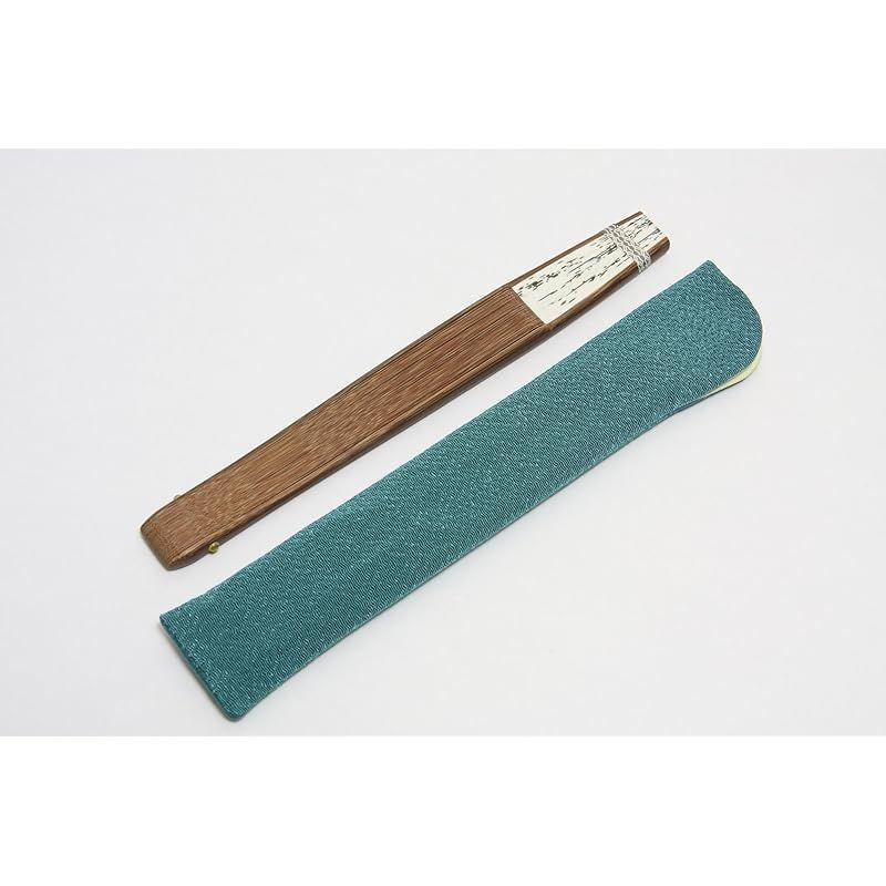 Used [New] [Hasegawa] Kyoto fan, 45 bamboo ribs, short karaki cloth, double-sided pattern, handmade by Kyoto craftsmen, fan bag included, wooden box