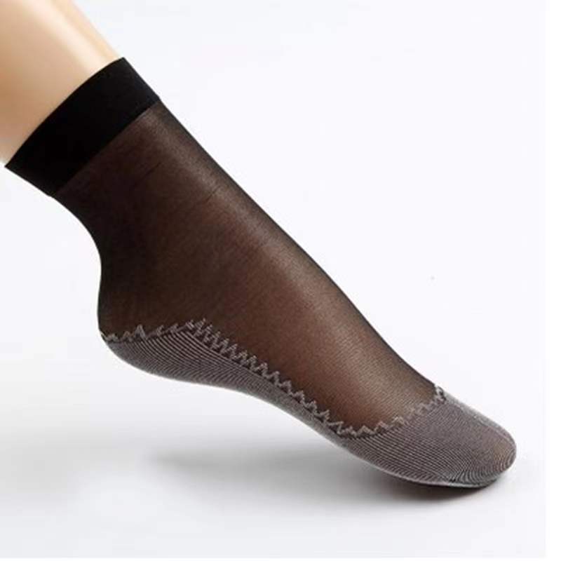 5/10 Pairs Spring Summer Women Soft Socks Thin Silk Socks Non-Slip Bottom Splice Fashion Transparent Ladies Breathable Sock