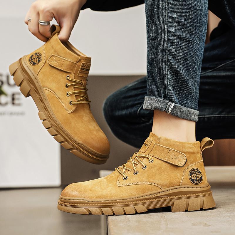 Fashion Men's Autumn Winter Walking Boots British Style Ankle Boots Outdoor Motorcycle Men's High-top Fashion Casual Shoes Mens Sneakers