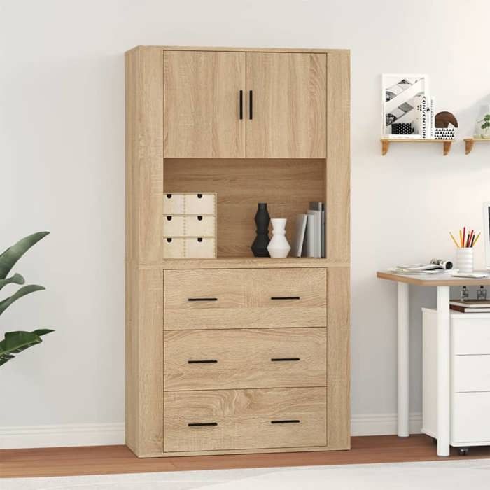 Buffet haut - Maison Exclusive - Chêne Sonoma - Bois d'ingénierie - Grand espace de rangement