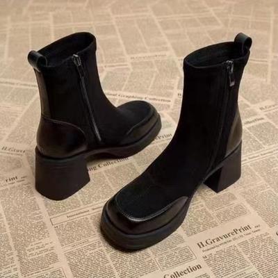 Высокие каблуки Ботильоны Женские Массивные туфли Элегантные 2025 Зима Новый тренд Вечеринка Челси Ботинки Женщина Бренд Туфли Zapatos