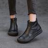 First Layer Cowhide High-top Women's Leather Boots Flat Heel Soft Sole Comfortable Side Zipper Round Head New Short Boots Wool Warm Boots