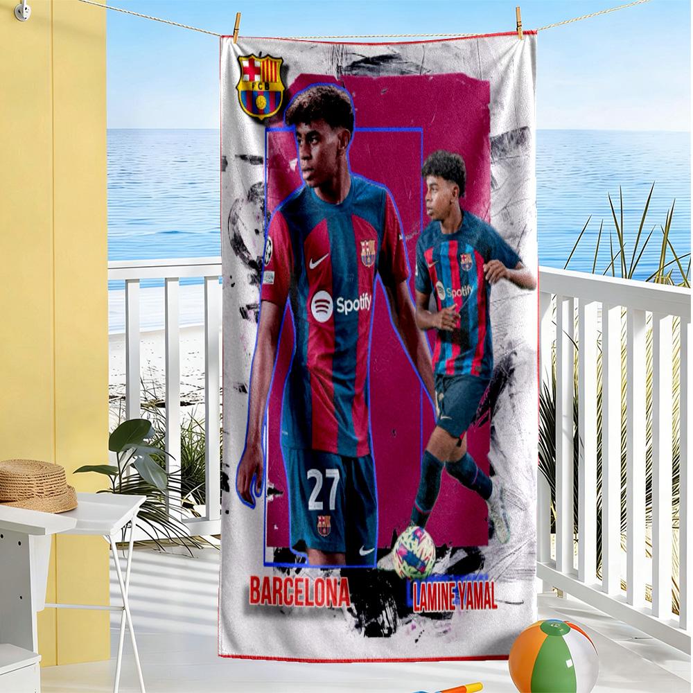 Yamal Fc Barcelona Beach Towel Super Soft & Absorbent Comfortable Lightweight Suitable for Swimming, Gym, Camping, Yoga Vacation
