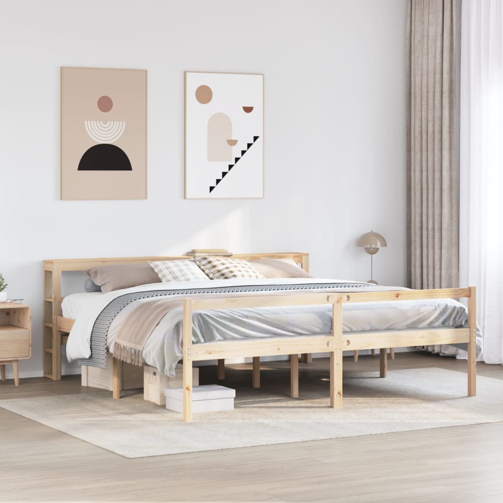 Senior Bed with Headboard 200x200 cm Solid Pine Wood