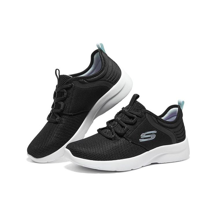 Skechers Dynamight 2.0 Амортизация Сетчатый Материал Синтетическая Кожа Низкие Кроссовки Женские Черный Зеленый 149547-BKAQ