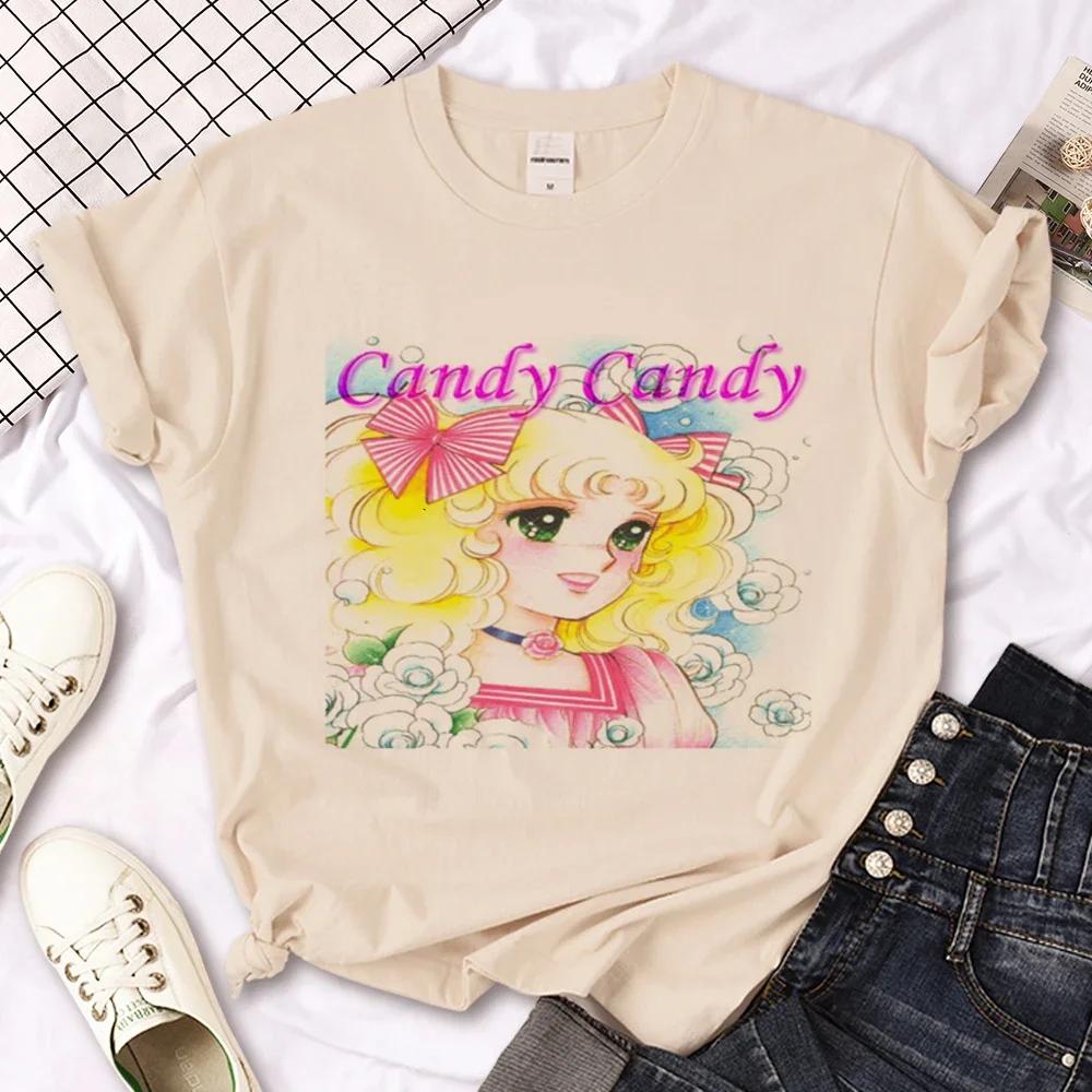 Футболка Candy Candy Женская Y2K Футболки FeУнисекс Аниме Уличная одежда 2000-е Повседневная Женская одежда Оверсайз Футболки с коротким рукавом С принтом