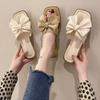 Women's Summer New Style Casual Flat Shoes for Outdoor Wear, Fashionable and Versatile Butterfly Bow French One-piece Slippers