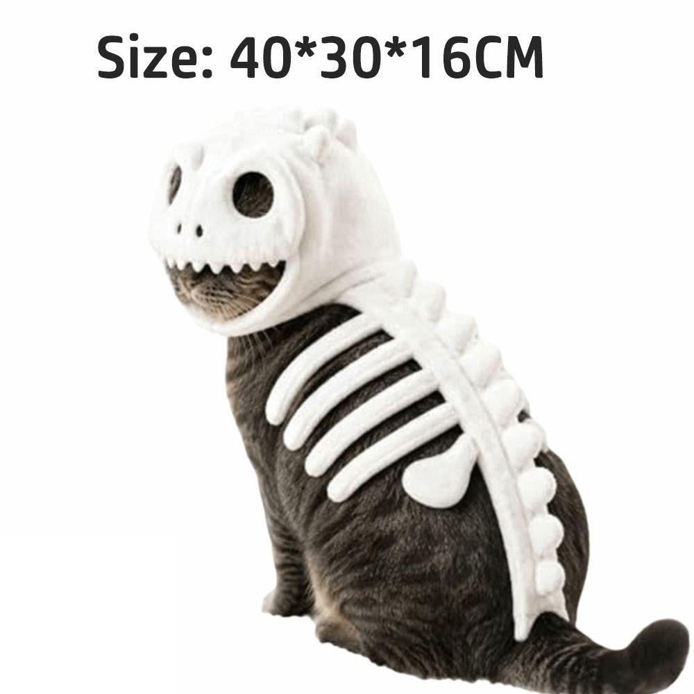 Plush Dinosaur Skeleton Pet Clothes White Pet Hood Outfit New Pet Clothes Cat