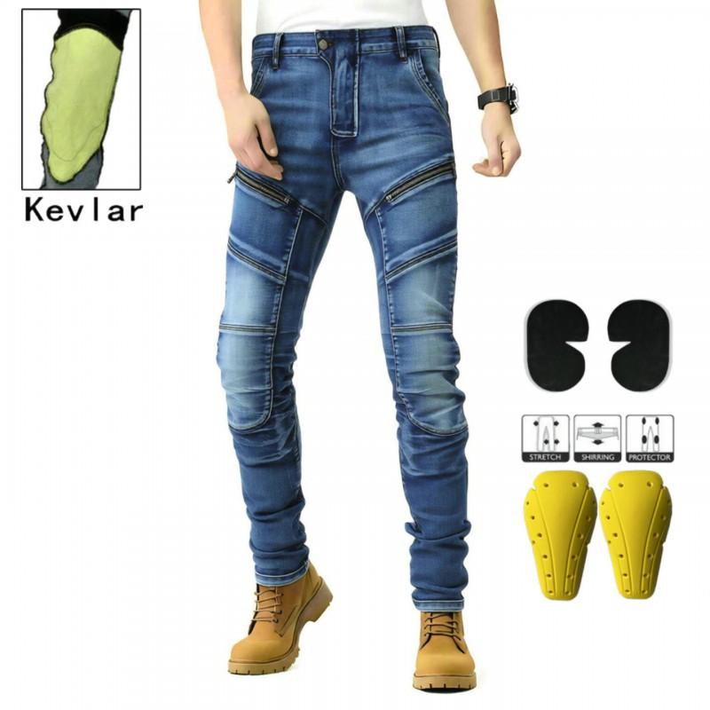 Mens Kevlar Reinforced Motorcycle Riding Pants Anti-Slip Abrasion Resistant Off-Road Street Use