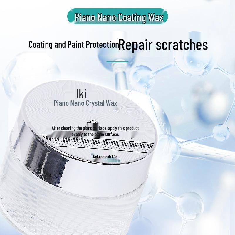 Набор для ухода за поверхностью пианино: Очиститель, Кондиционер, Средство для удаления царапин, Полировочная паста, Тряпка.