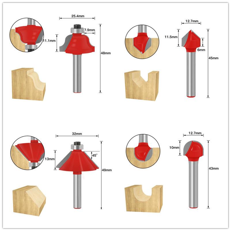 12 шт. 6 мм 1/4 дюйма 8 мм хвостовик деревообрабатывающие фрезы набор фрез для дерева заподлицо с прямой фаской обрезка гравировальный инструмент