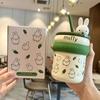 Birthday Gift Miffy Rabbit Straw Water Cup for Girls Ceramic Mug with Lid Office Coffee Cup Souvenir Gift