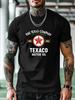 Светло-синяя винтажная футболка Texaco с графическим принтом моторного масла - Ретро повседневная футболка с круглым вырезом для спортзала