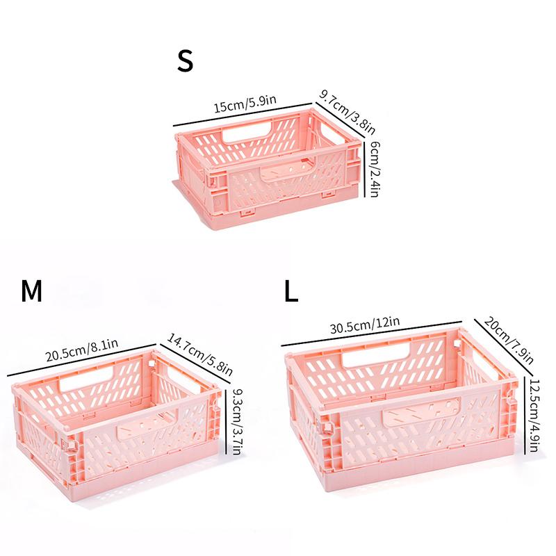 1-3pcs Plastic Foldable Storage Crate Folding Box Basket Stackable Jewellery Toys Boxes Organizer Cosmetic Drawer Case Portable
