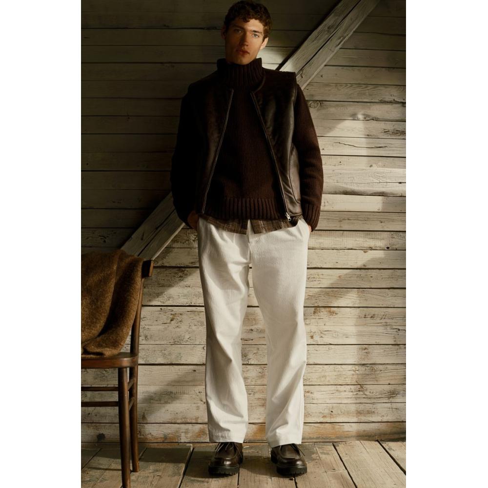 Брюки свободного кроя из твила HM белого цвета