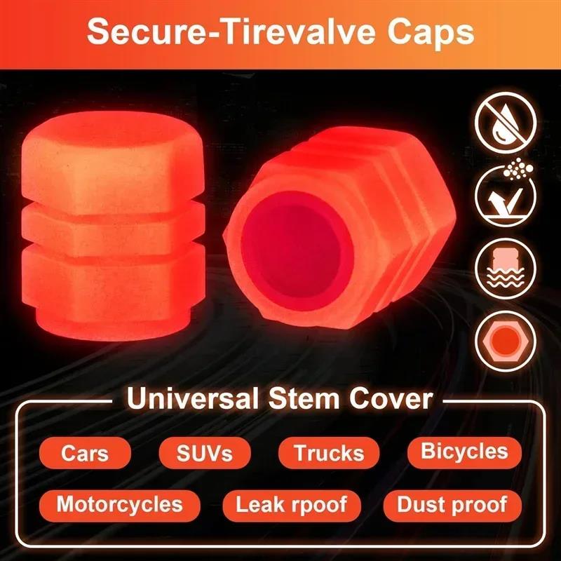 4/20PCS Luminous Car Tire Valve Cap Fluorescent Night Glowing Decor Motorcycle Bike Wheel Nozzle Dustproof Tyre Valve Stem Caps Stem Caps1