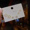 Minimalist Stud Earrings Set 3 Pairs Gold Tone CZ Geometric Floral Design Women Daily Wear