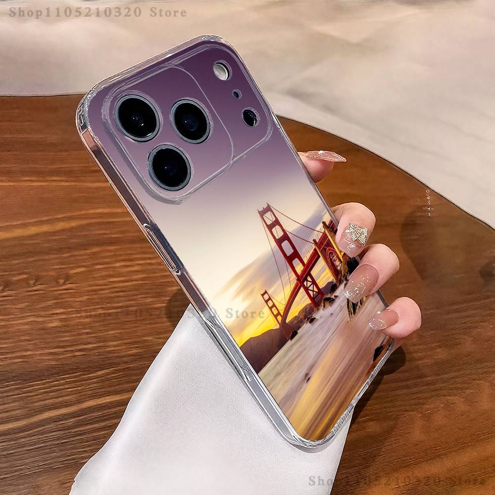 USA Golden Gate Bridge Phone Case For iPhone 17,16,11,15,13,14,12,Air,Mini,Plus,Pro,Max,Plus,E Clear Soft Shell