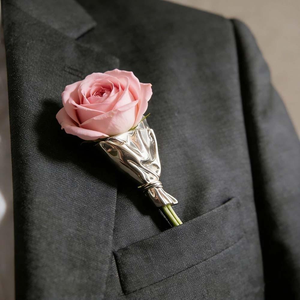French Style Flower Insertable Brooch Vintage Metal Corsage Ornament Western-style Clothes