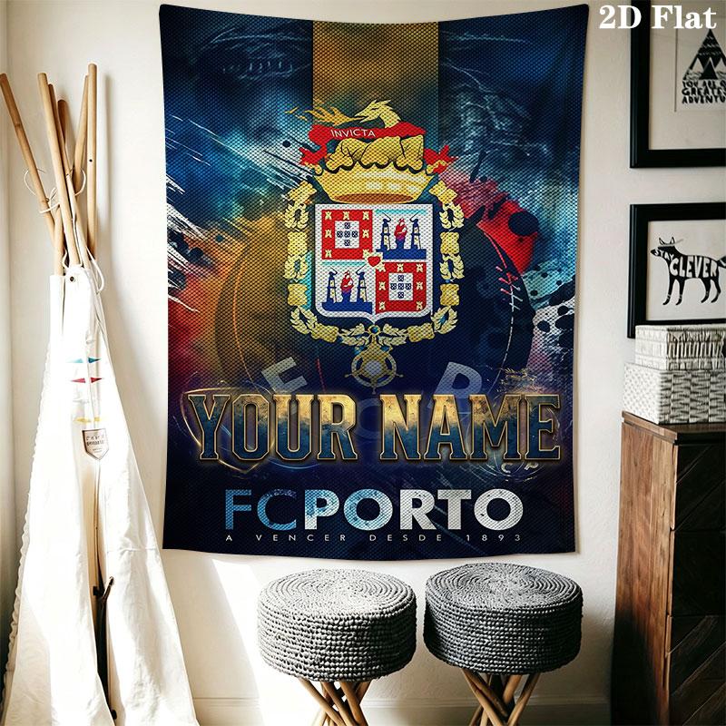 Custom Fc Porto Wall Hanging Printed Fabric Blanket Decorative Tapestries for Bedroom Living Room Home Decor
