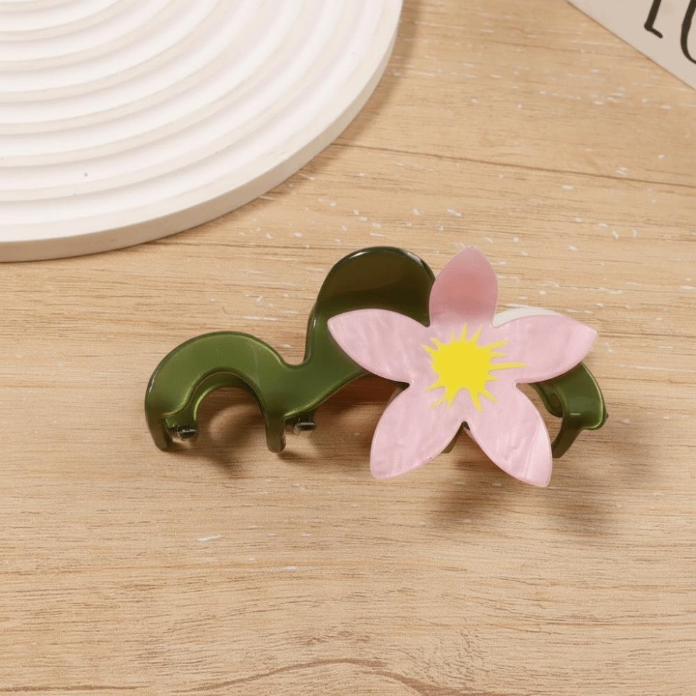 Forest Style Flower Hair Claw Colorful Hair Grab Clip Sweet Large Hair Clip Girls