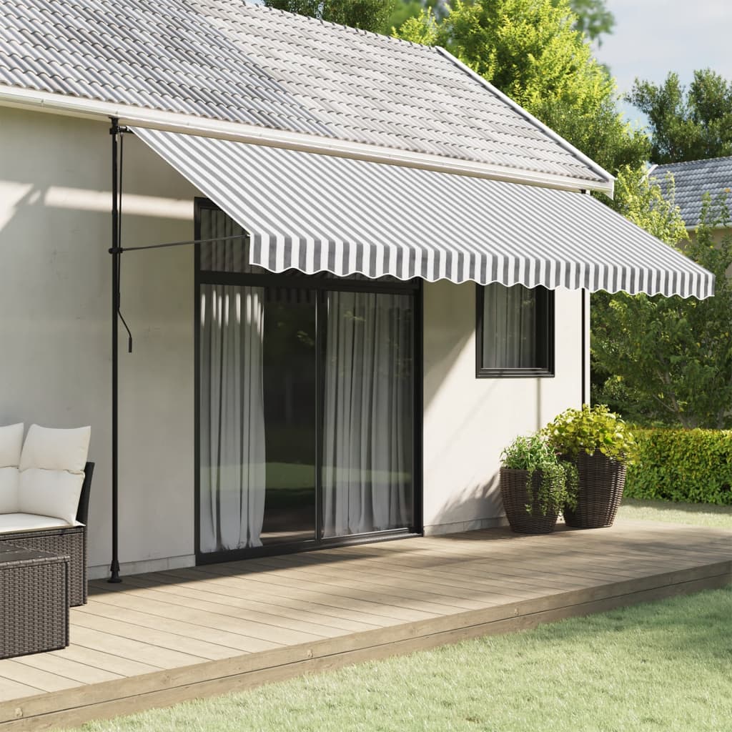 Awning Valance Anthracite and White Striped 4.5 m