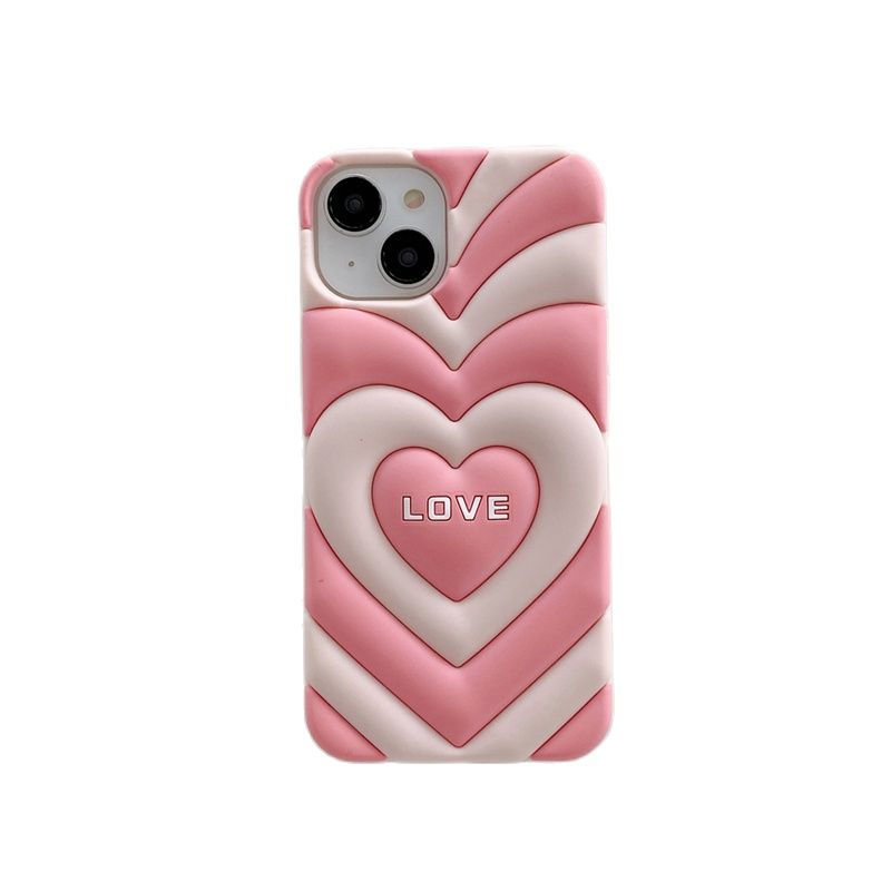 Стильный милый силиконовый розовый чехол с 3d сердцем любви для Iphone 14 13 12 11 Pro Max Ins Корея прекрасный противоударный мягкий чехол Funda