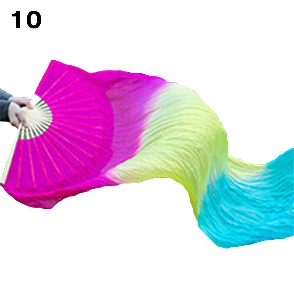 150см Танцевальные Практические Градиентные Цветные Длинные Шелковые Веера Шелковые Веера Танец Живота Веер из Вискозного Шелка