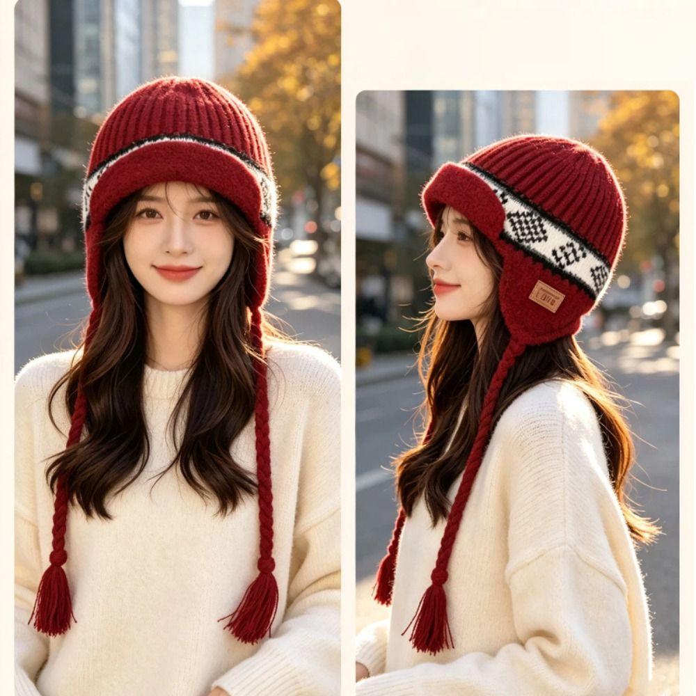 Ear Protection Winter Hat Thickened Pompoms Cap Cute Knitted Cap Outdoor