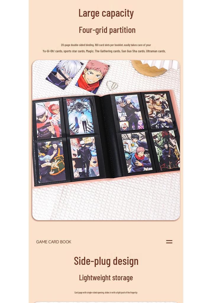 Альбом-держатель для карт с 4 карманами для Pokemon, NBA Panini и Yu-Gi-Oh! Карты в протекторах